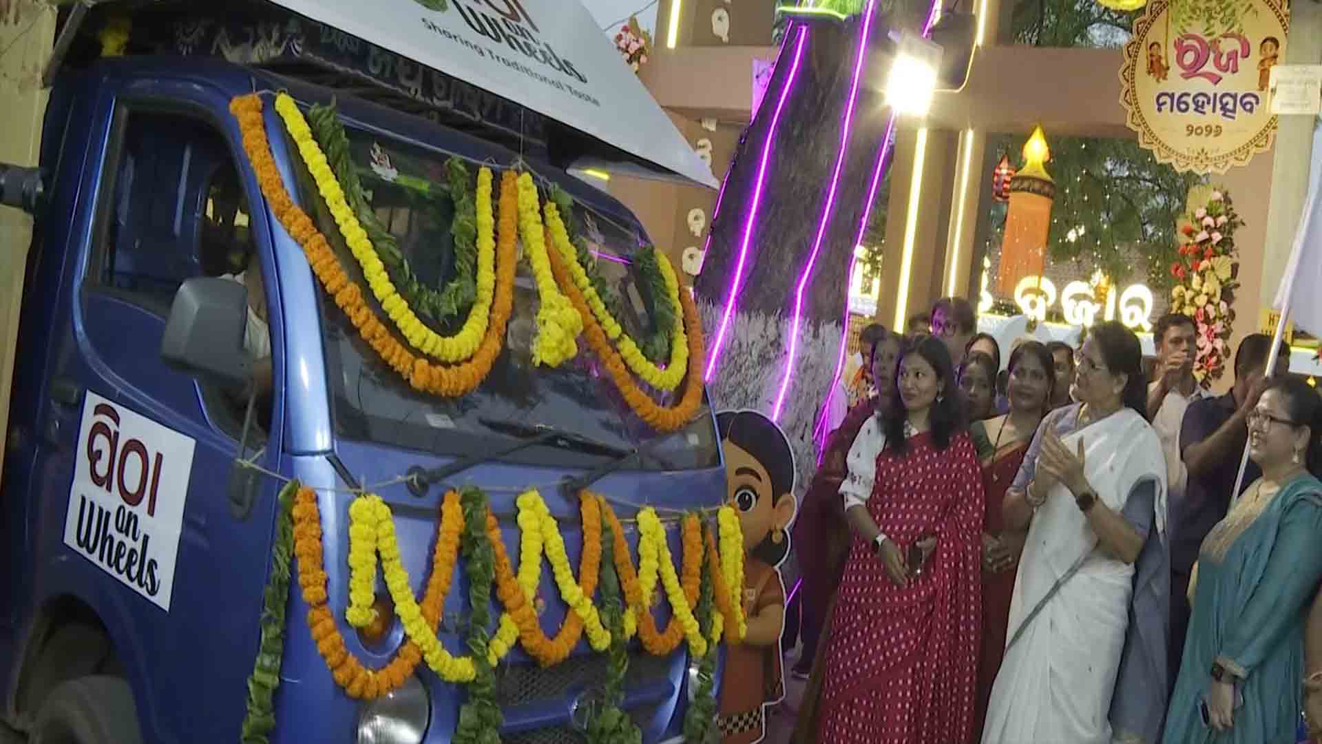 “A variety of pithas are being sold from a vehicle.”